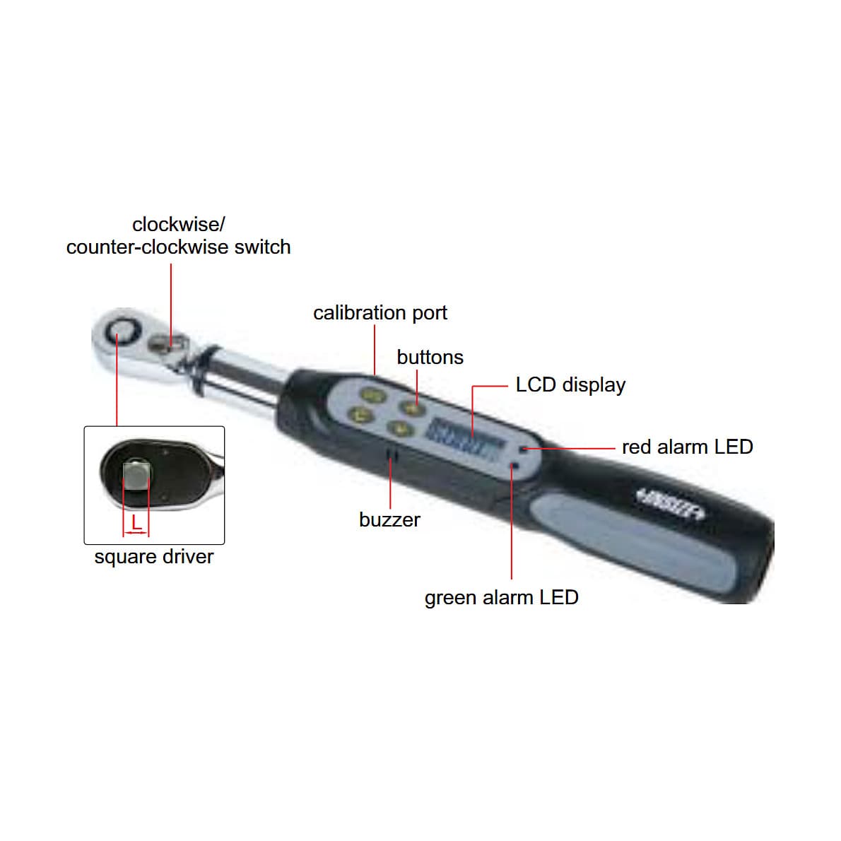 Insize 2.4 - 12 nm Small Range Digital Torque Wrench (1/4 Inch Sq. Drive), IST-WP12 — view 2