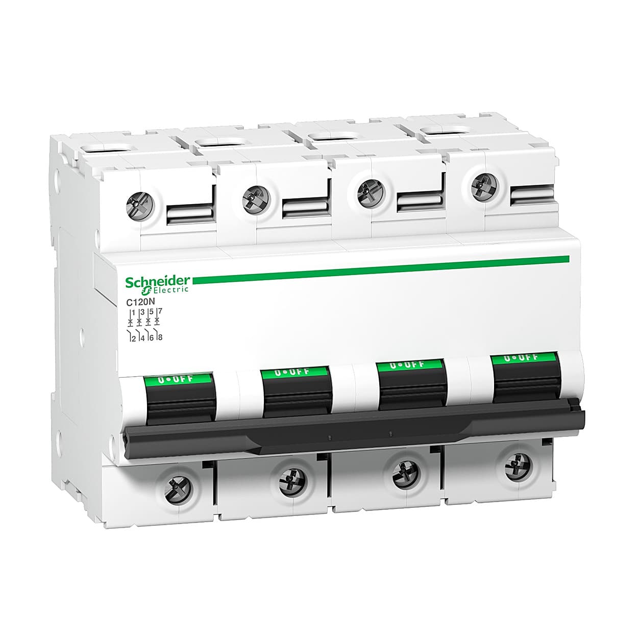 Schneider Electric 100 Amp / 15kA AC Miniature Circuit Breakers - C120H (4 Pole & C Curve), A9N18480