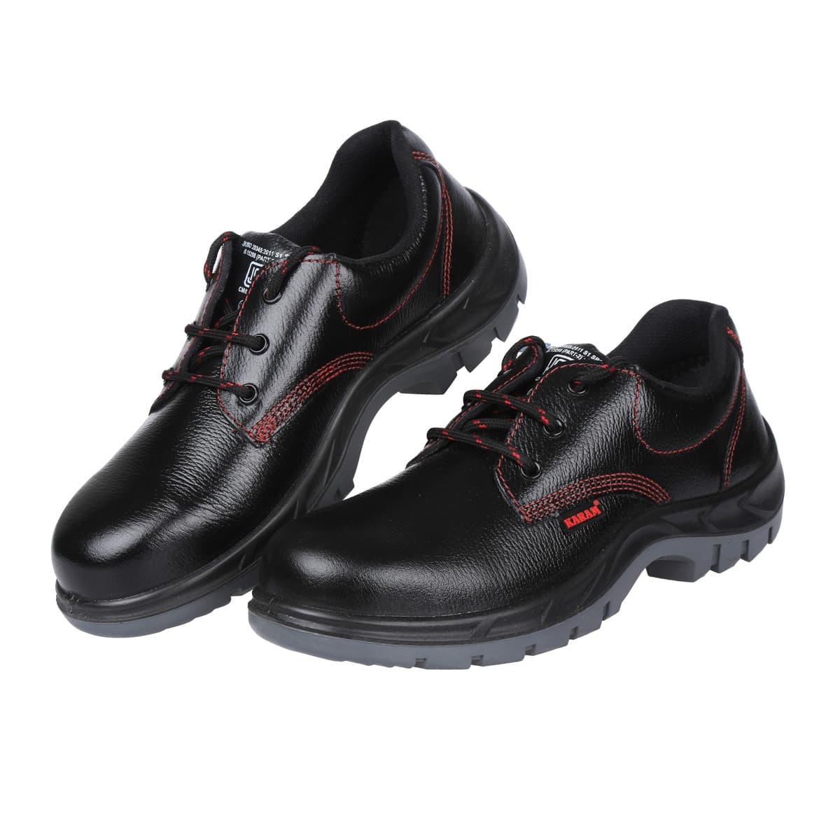 Karam Men's Deluxe Leather Safety Shoe With Nitrile Sole - Fibre Toe (Black & Light Grey), FS01BL(RO) — view 1
