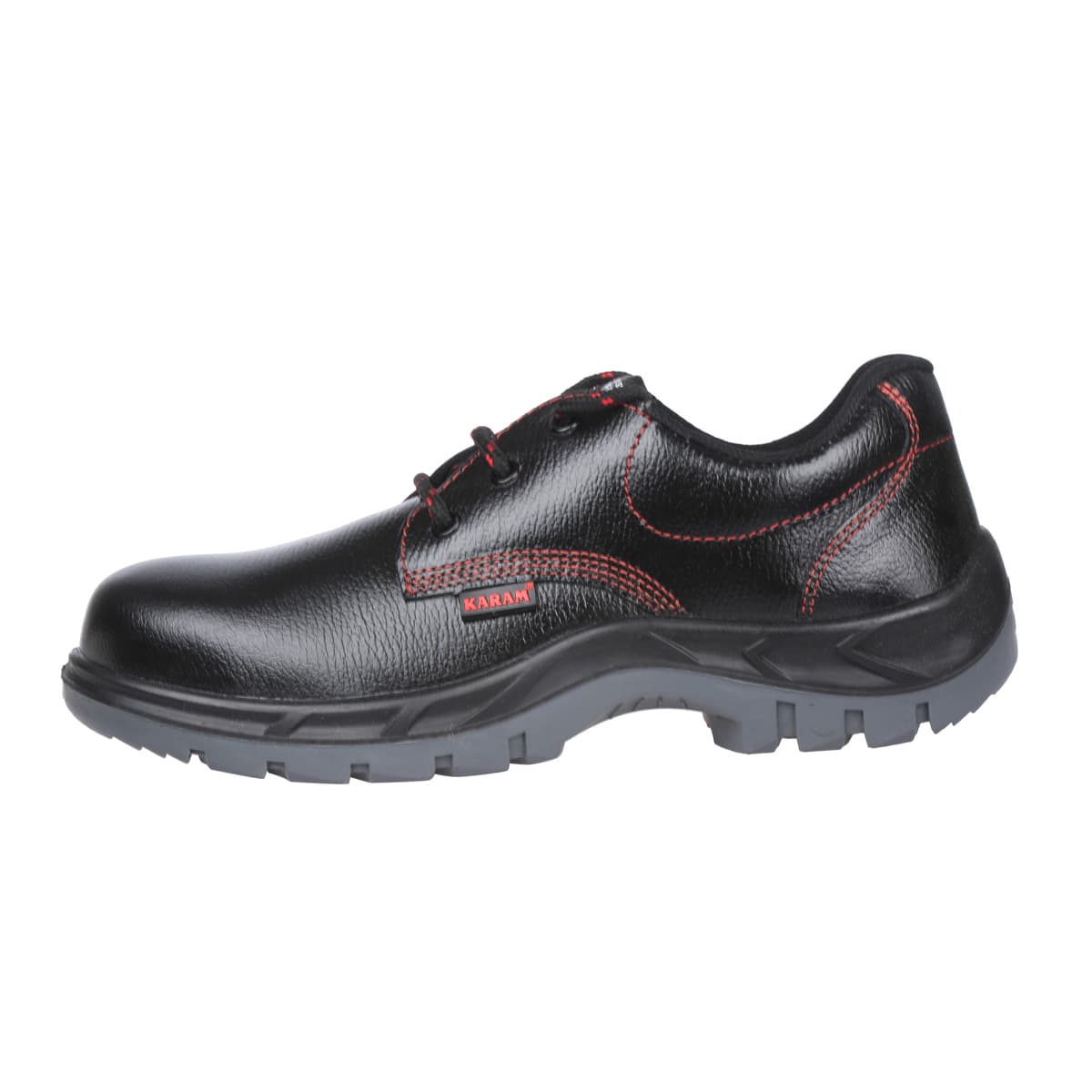 Karam Men's Deluxe Leather Safety Shoe With Nitrile Sole - Fibre Toe (Black & Light Grey), FS01BL(RO) — view 2