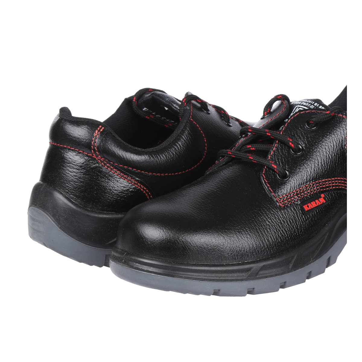 Karam Men's Deluxe Leather Safety Shoe With Nitrile Sole - Fibre Toe (Black & Light Grey), FS01BL(RO) — view 4