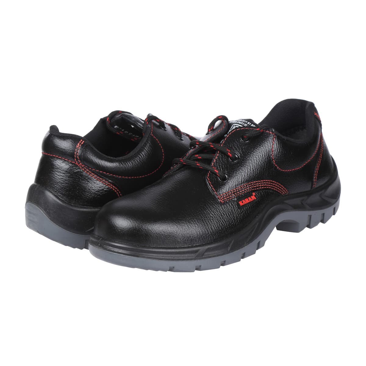 Karam Men's Deluxe Leather Safety Shoe With Nitrile Sole - Fibre Toe (Black & Light Grey), FS01BL(RO) — view 5