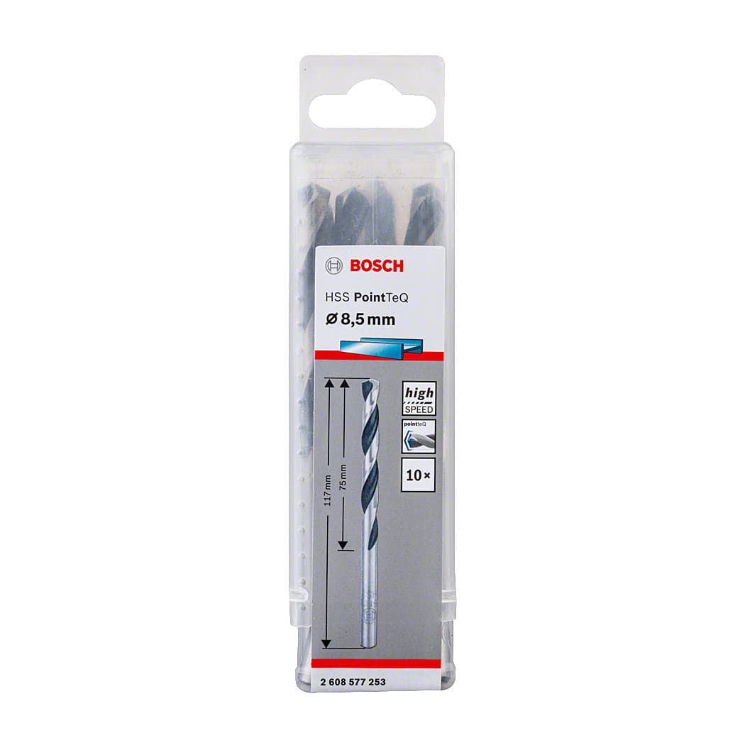 Bosch 8.50 mm HSS Metal Drill Bits PointTeQ Range (Pack of 10 Pcs), 2 608 577 253
