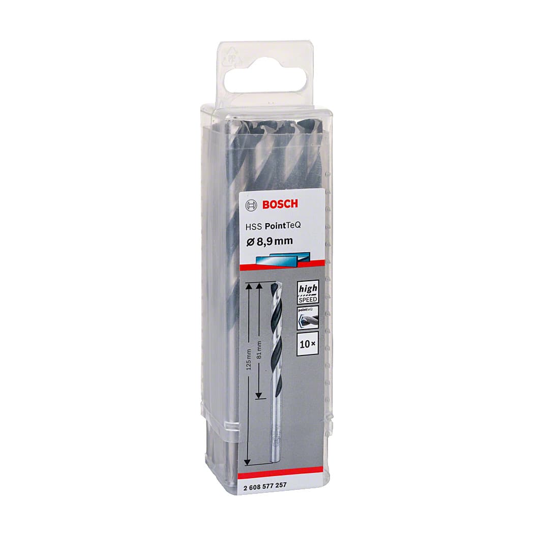 Bosch 8.90 mm HSS Metal Drill Bits PointTeQ Range (Pack of 10 Pcs), 2 608 577 257