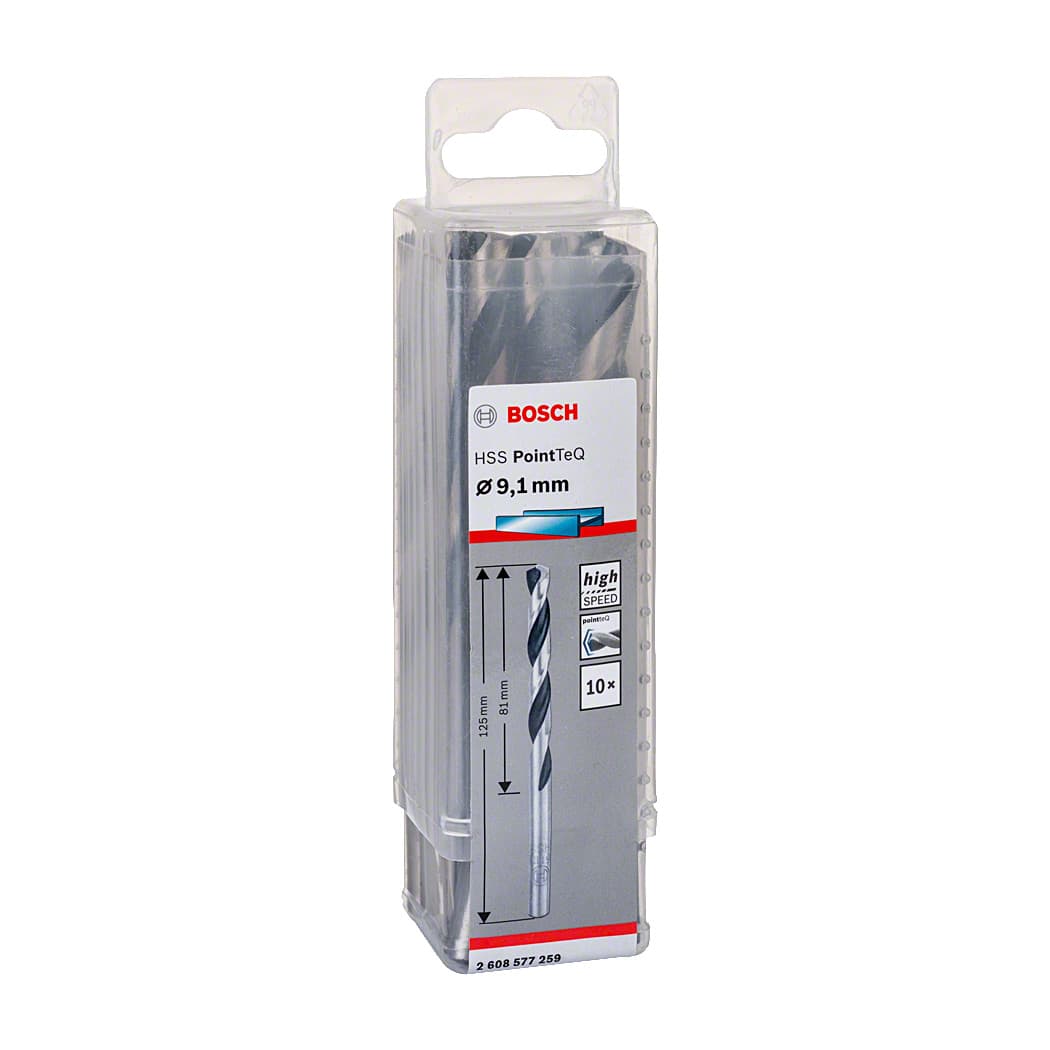 Bosch 9.10 mm HSS Metal Drill Bits PointTeQ Range (Pack of 10 Pcs), 2 608 577 259