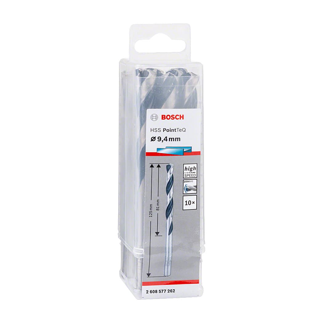 Bosch 9.40 mm HSS Metal Drill Bits PointTeQ Range (Pack of 10 Pcs), 2 608 577 262