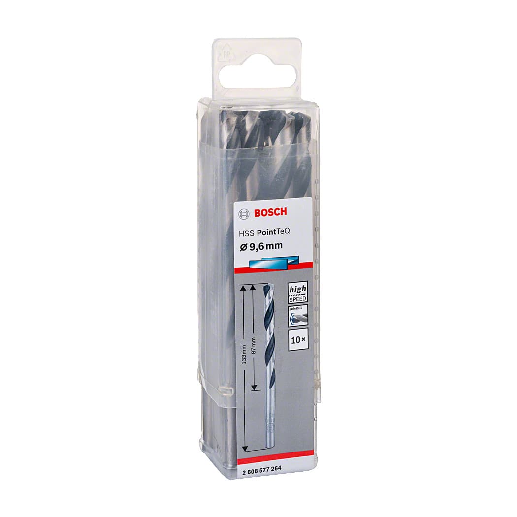 Bosch 9.60 mm HSS Metal Drill Bits PointTeQ Range (Pack of 10 Pcs), 2 608 577 264