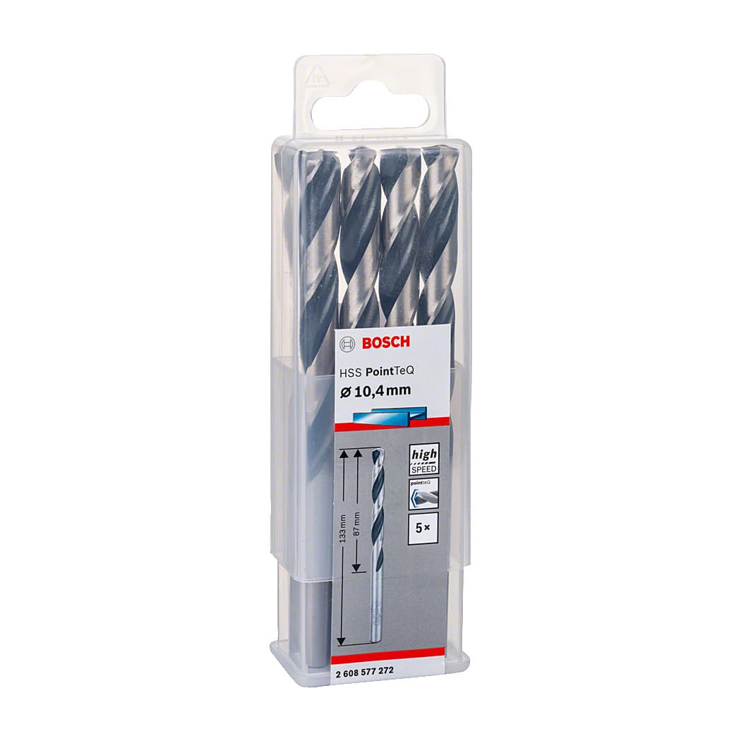 Bosch 10.40 mm HSS Metal Drill Bits PointTeQ Range (Pack of 5 Pcs), 2 608 577 272