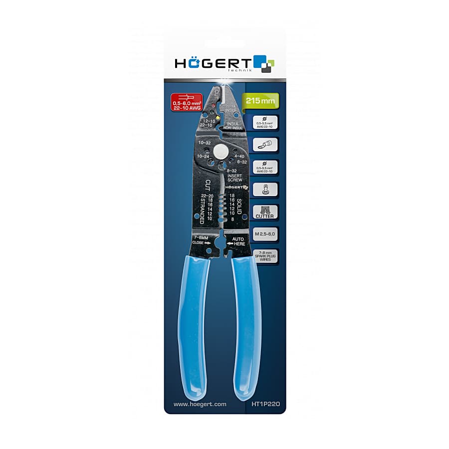 Hogert 9 inch / 215 mm Insulated Wire Stripper Plier, HT1P220 — view 3