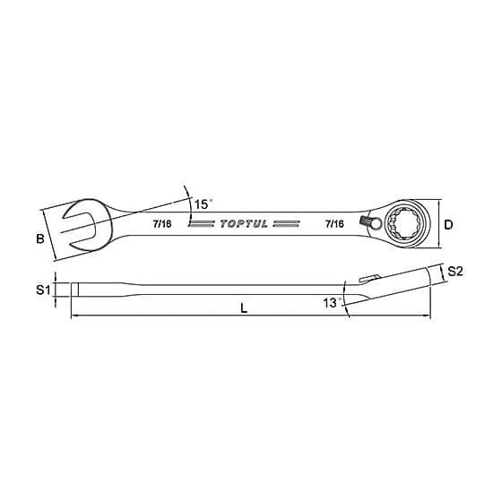 Toptul 3/4 Inch Pro Series Reversible Ratchet Combination Wrench, ADAF2424