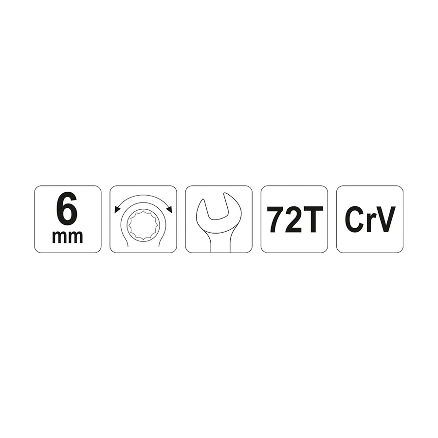 Yato 6 mm Combination Ratchet Wrench, YT-01906