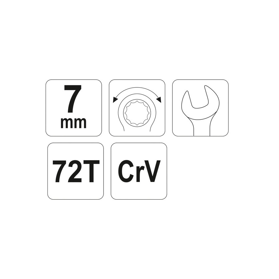 Yato 7 mm Combination Ratchet Wrench, YT-01907