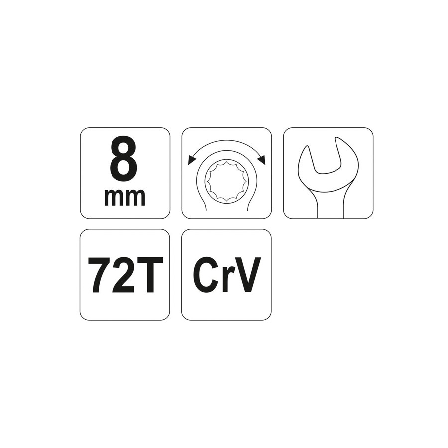 Yato 8 mm Combination Ratchet Wrench, YT-01908 — view 3