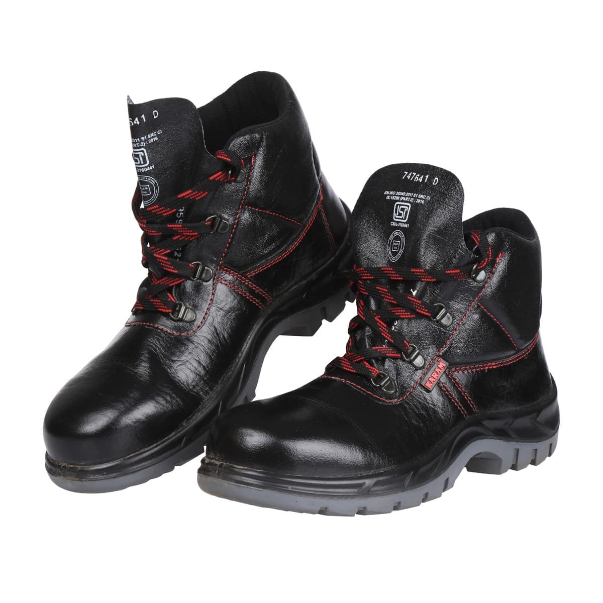 Karam Men's Ankle Height Apollo Print Leather Safety Shoe - Fibre Toe (Black), FS21BL(RO) — view 1