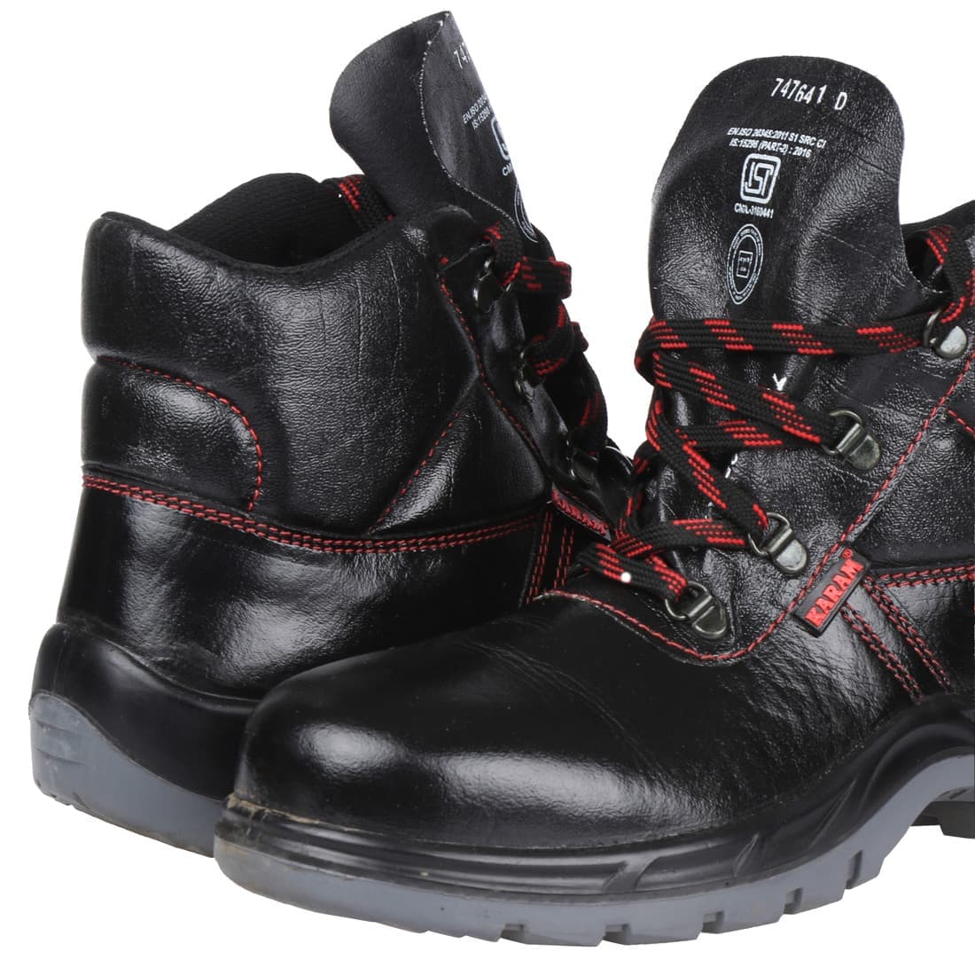 Karam Men's Ankle Height Apollo Print Leather Safety Shoe - Fibre Toe (Black), FS21BL(RO) — view 4