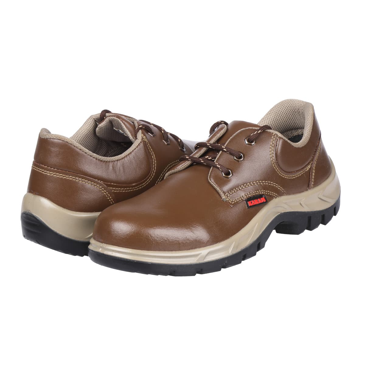 Karam Men's Executive Sporty Lace Up Safety Footwear - Steel Toe (Brown), FS61BR — view 4