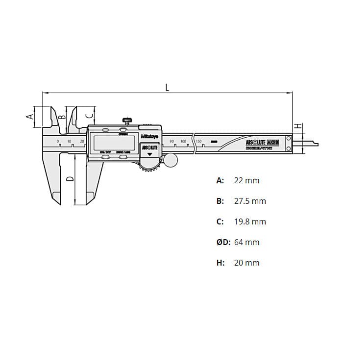Mitutoyo 300 mm / 12 inch Digital ABS AOS Caliper With Data Output, 500-173-30 — view 3