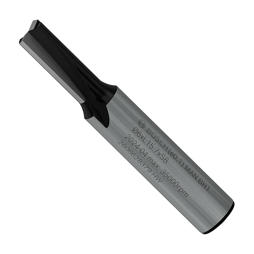 Bosch 6 mm Pro Router Straight Bit (2 Flute), 2 608 628 379