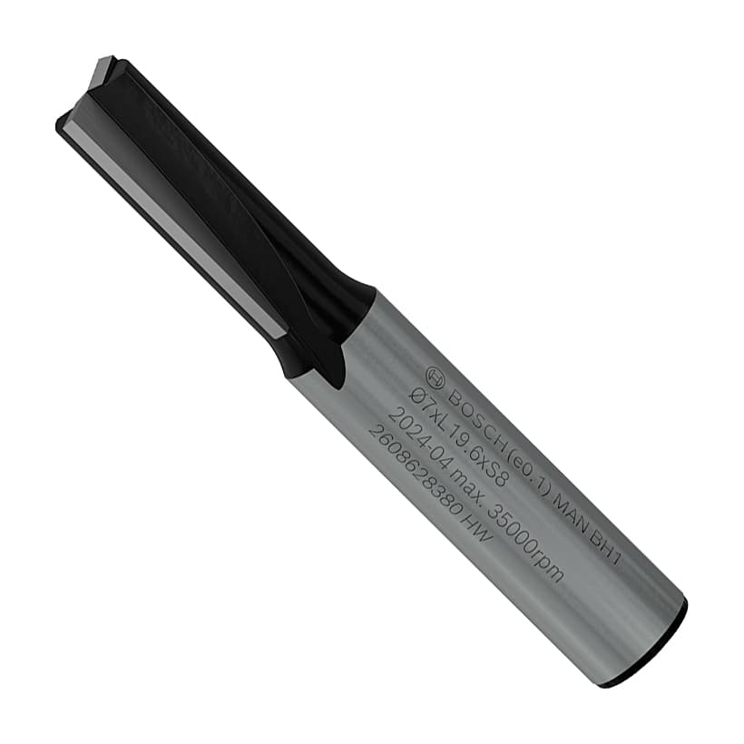 Bosch 7 mm Pro Router Straight Bit (2 Flute), 2 608 628 380