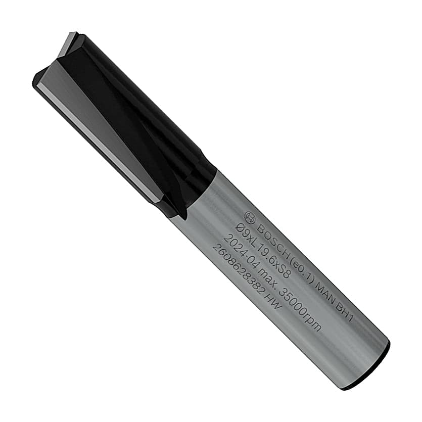 Bosch 9 mm Pro Router Straight Bit (2 Flute), 2 608 628 382