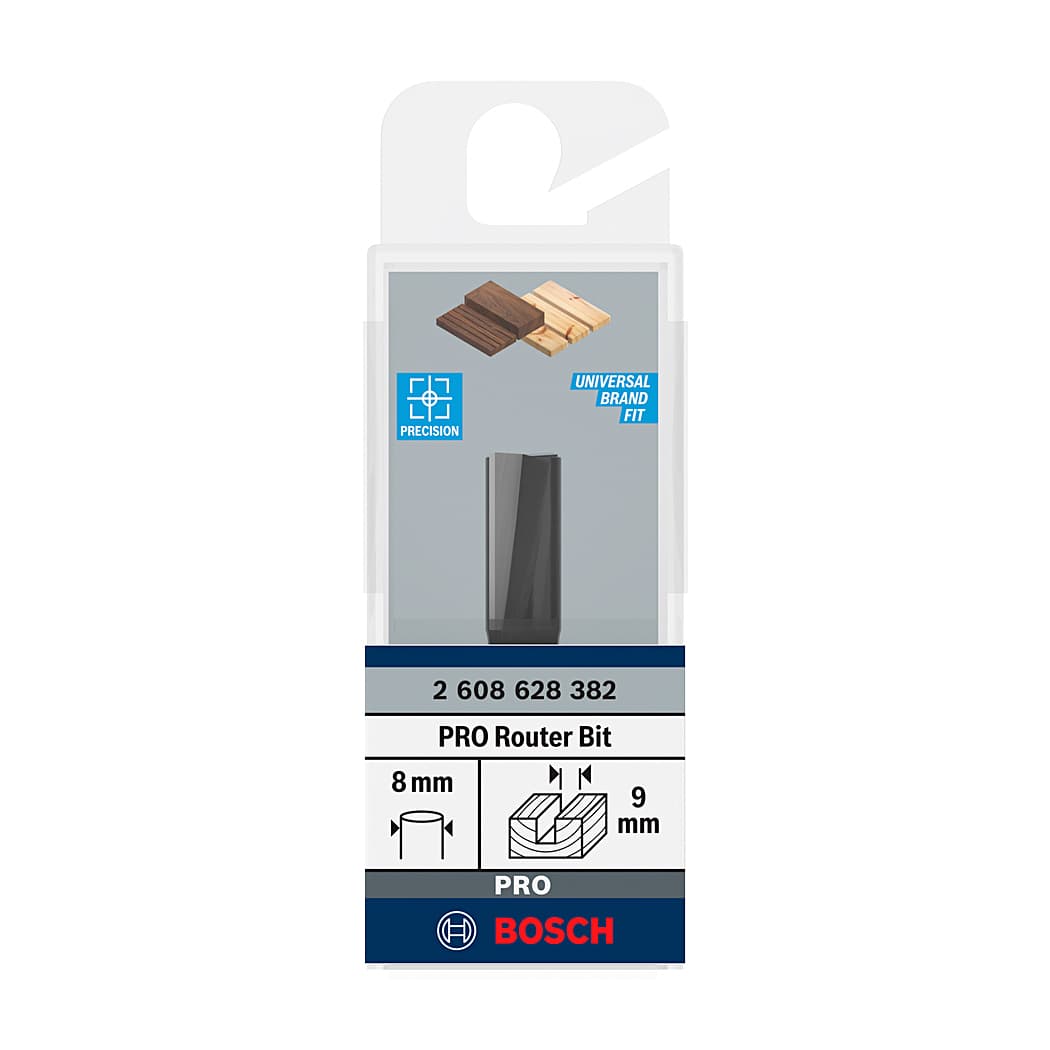 Bosch 9 mm Pro Router Straight Bit (2 Flute), 2 608 628 382 — view 2