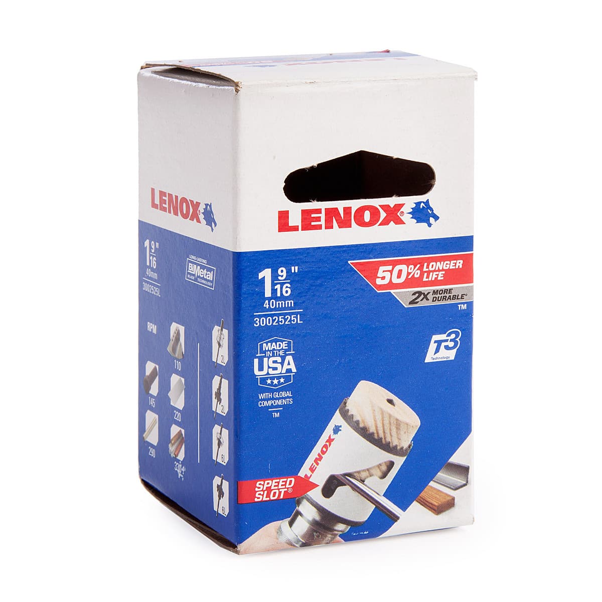 Lenox 40 mm / 1-9/16 inch Bi-Metal Speed Slot Hole Saw With T3 Technology, 3002525L