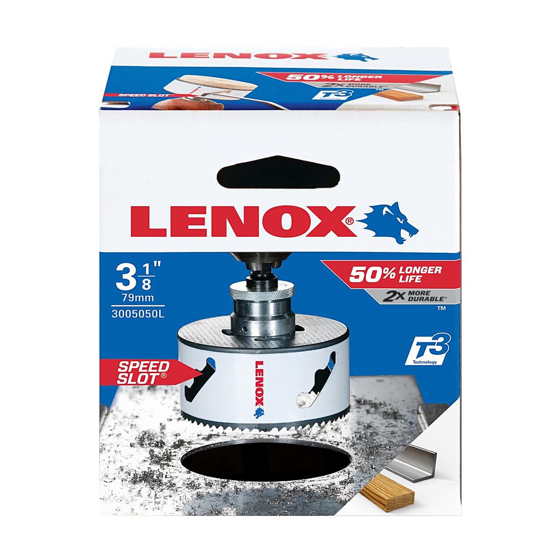 Lenox 79 mm / 3-1/8 inch Bi-Metal Speed Slot Hole Saw With T3 Technology, 3005050L