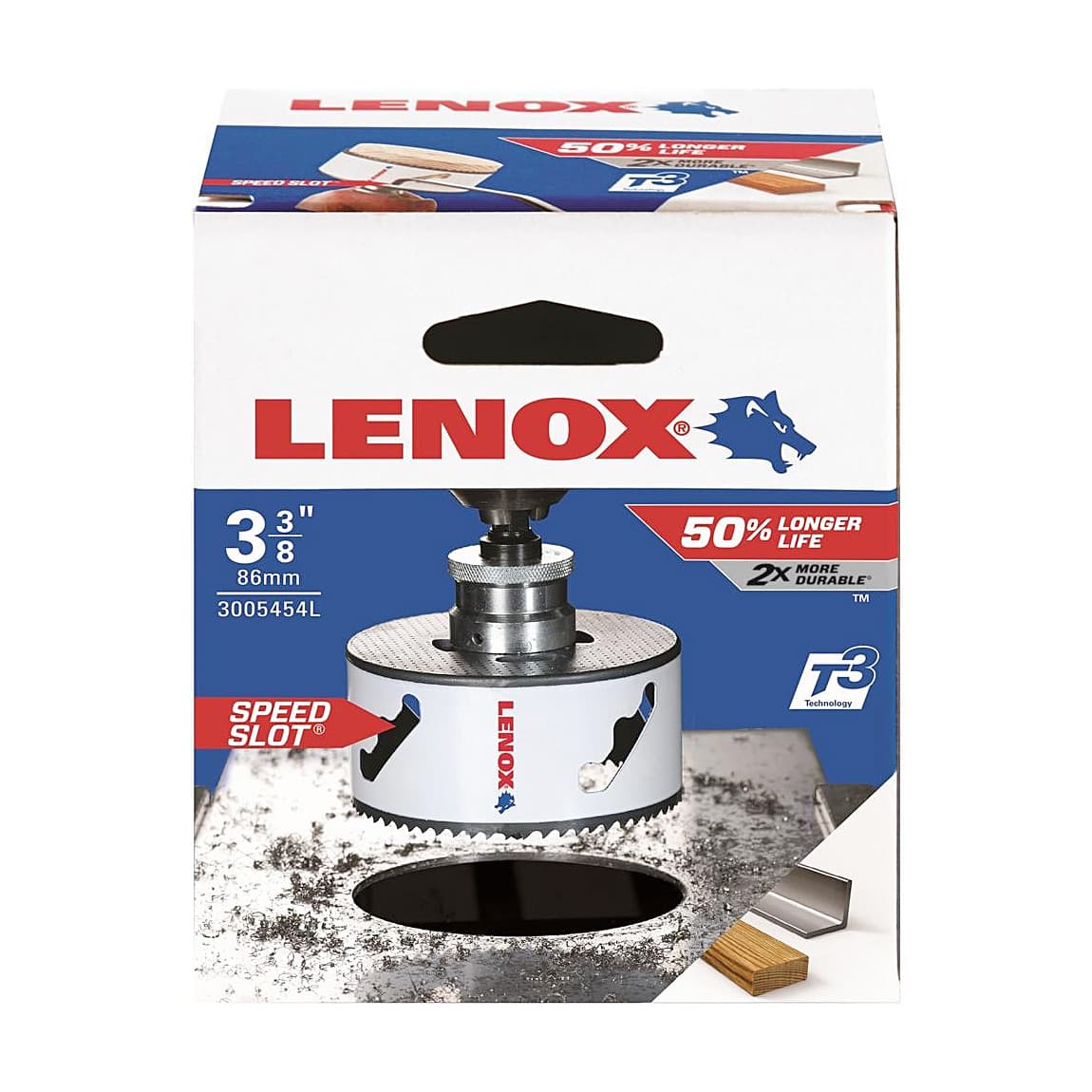Lenox 86 mm / 3-3/8 inch Bi-Metal Speed Slot Hole Saw With T3 Technology, 3005454L