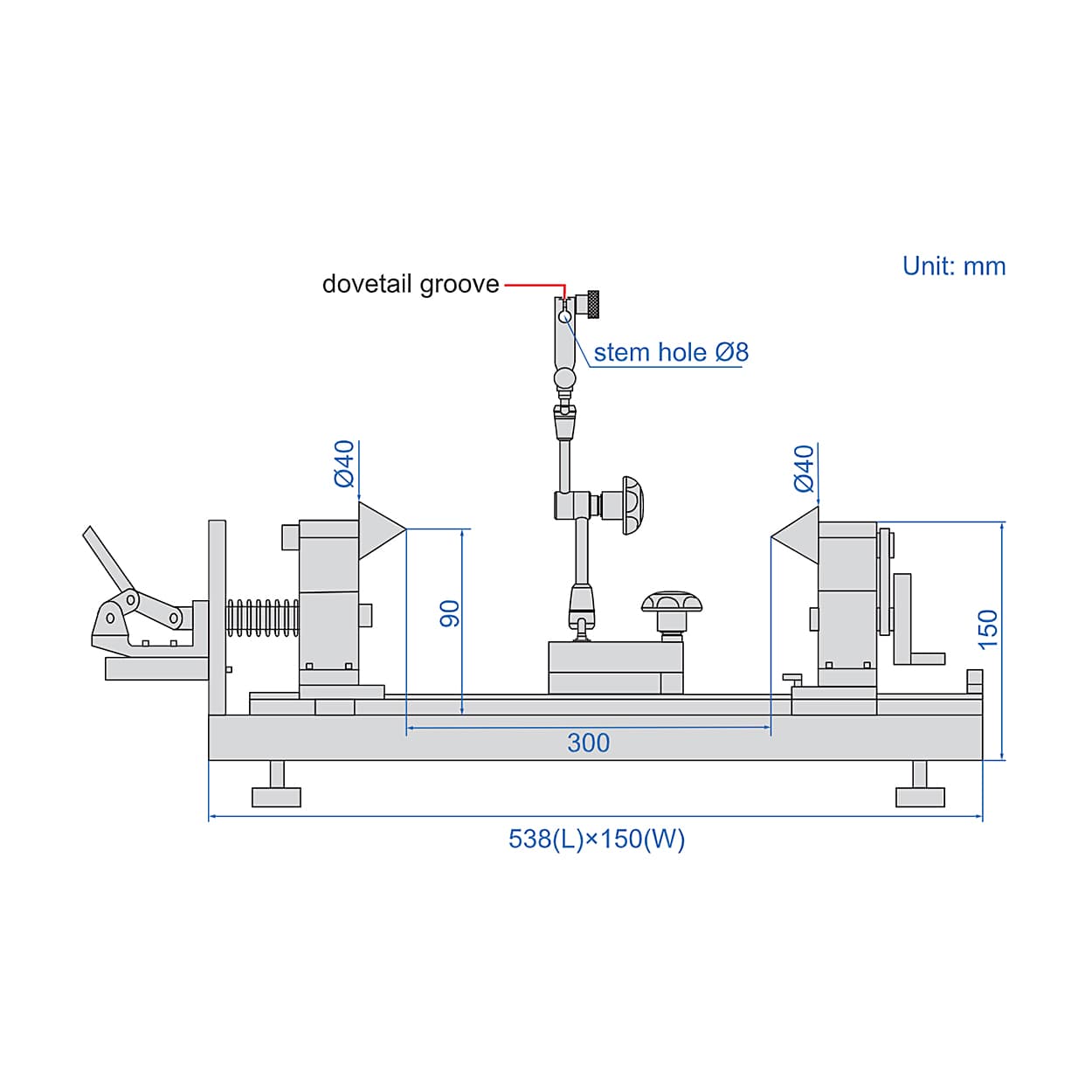 Insize 300 mm Bench Center without Dial Test Indicator, 4738-301 — view 3