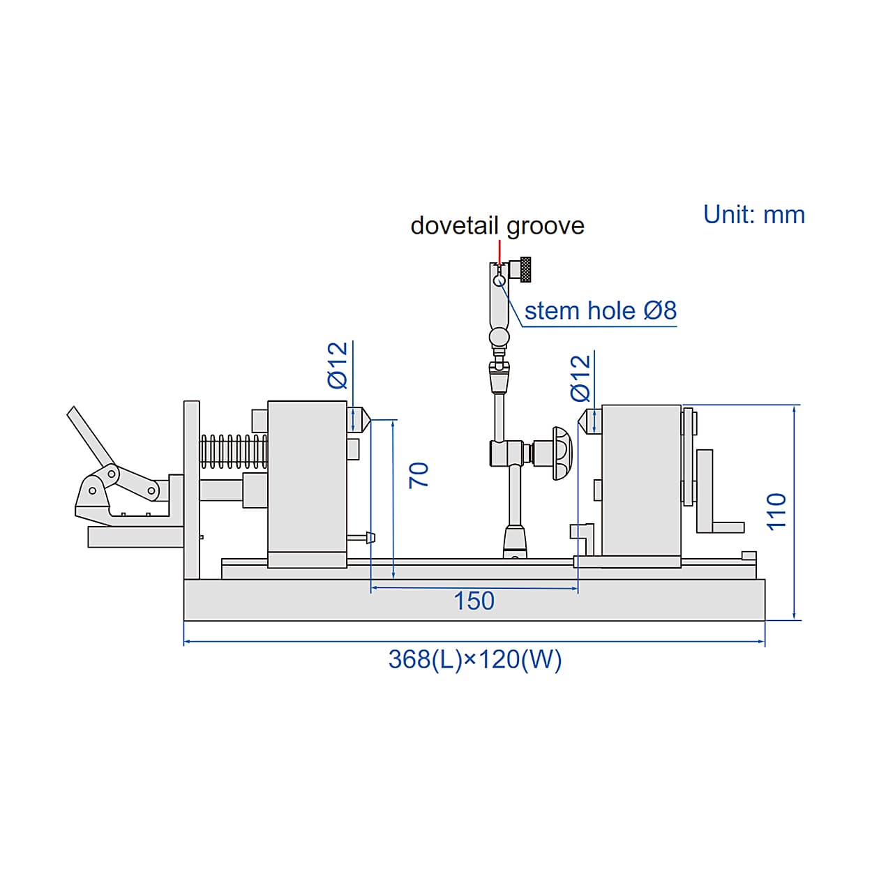 Insize 150 mm Bench Center without Dial Test Indicator, 4739-151 — view 3