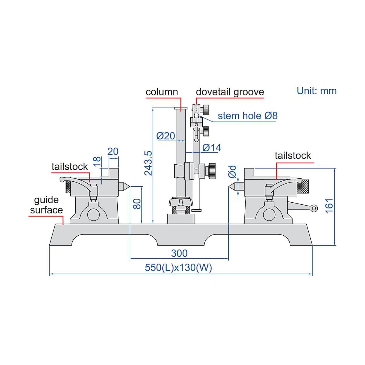 Insize 300 mm Bench Center (Basic Type), 4782-300 — view 3