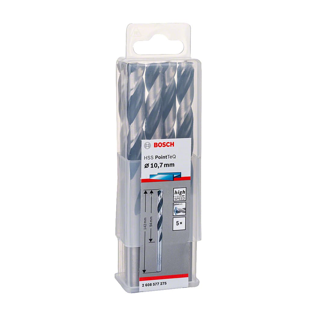 Bosch 10.70 mm HSS Metal Drill Bits PointTeQ Range (Pack of 5 Pcs), 2 608 577 275