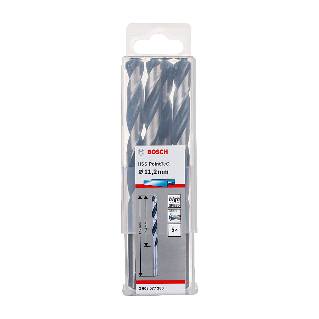 Bosch 11.20 mm HSS Metal Drill Bits PointTeQ Range (Pack of 5 Pcs), 2 608 577 280