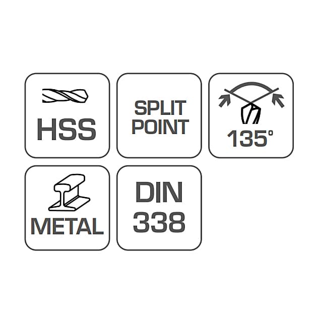 Hogert 8.0 x 117 mm HSS Drill Bits For Metal (Pack of 5 Pcs), HT6D872