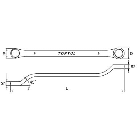 Toptul 11/16 x 3/4 Inch 45° Offset Double Ring Wrench (Mirror Polished), ACAH2224 — view 2