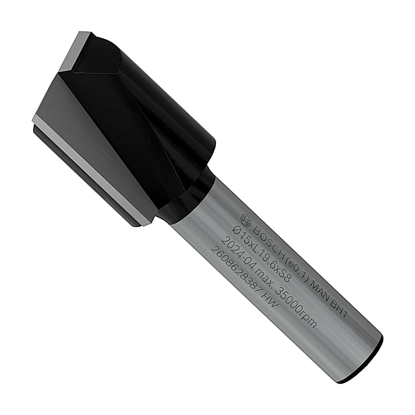 Bosch 15 mm Pro Router Straight Bit (2 Flute), 2 608 628 387