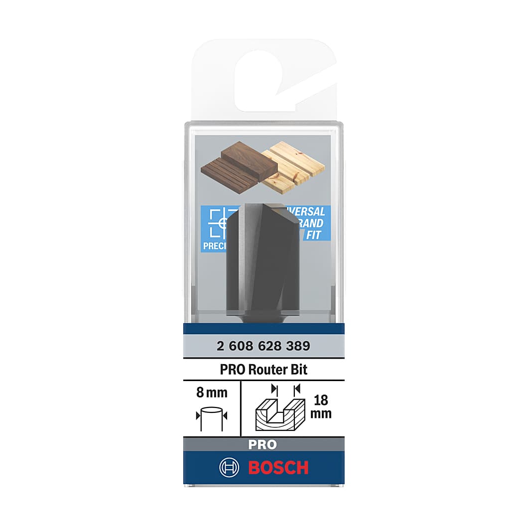 Bosch 18 mm Pro Router Straight Bit (2 Flute), 2 608 628 389