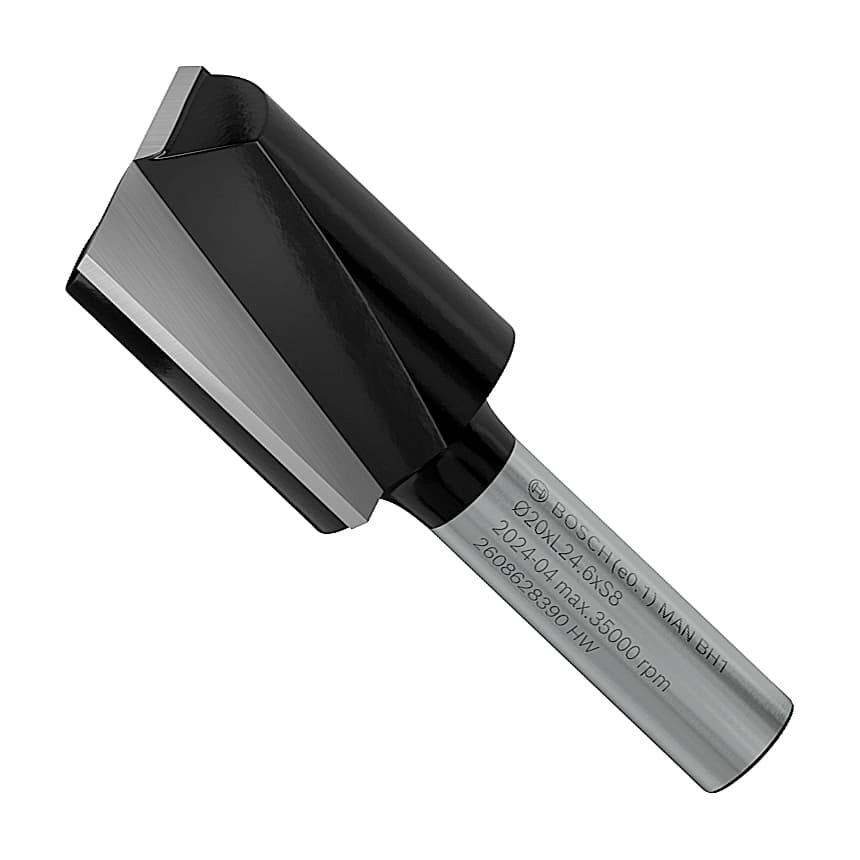 Bosch 20 mm Pro Router Straight Bit (2 Flute), 2 608 628 390