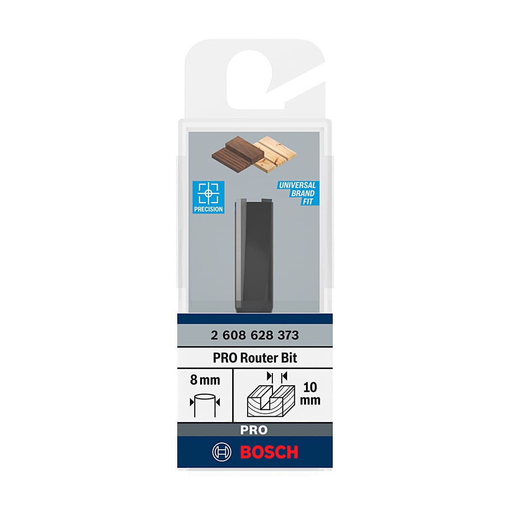 Bosch 10 mm Pro Router Straight Bit (2 Flute), 2 608 628 373