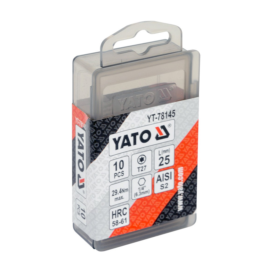 Yato T27 x 25 mm Length Torx Screwdriver Bit (Pack of 10 Pcs), YT-78145