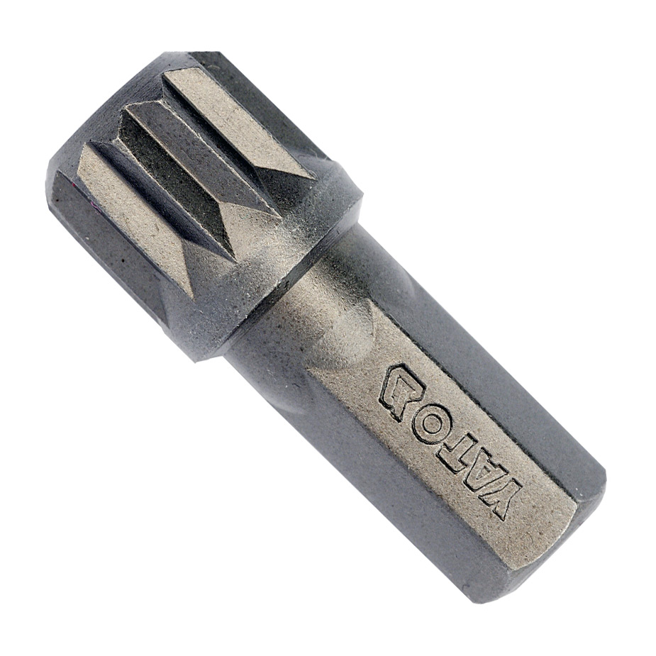 Yato M12 x 30 mm Length Spline Impact Screwdrivers Bits (Pack of 10 Pcs), YT-78194
