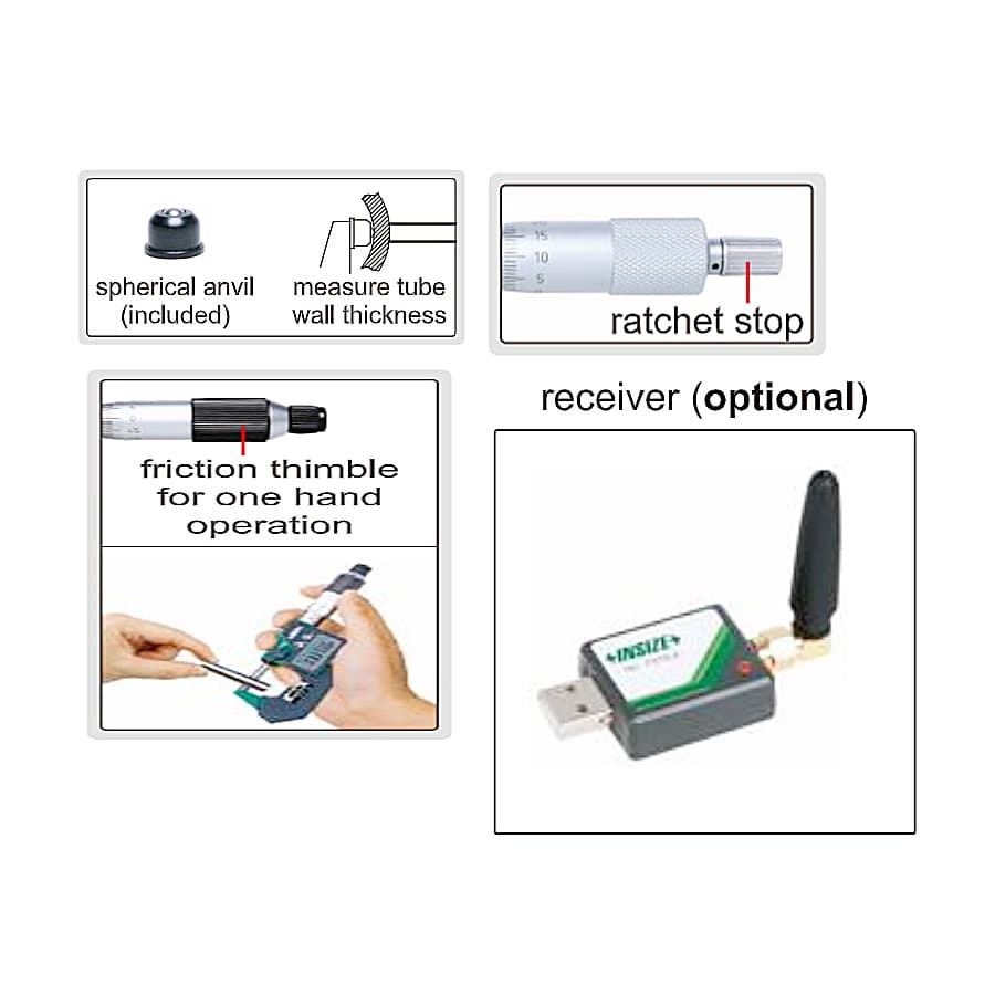 Insize 150 - 175 mm Wireless Waterproof Digital Outside Micrometer, 3112-175WL — view 4