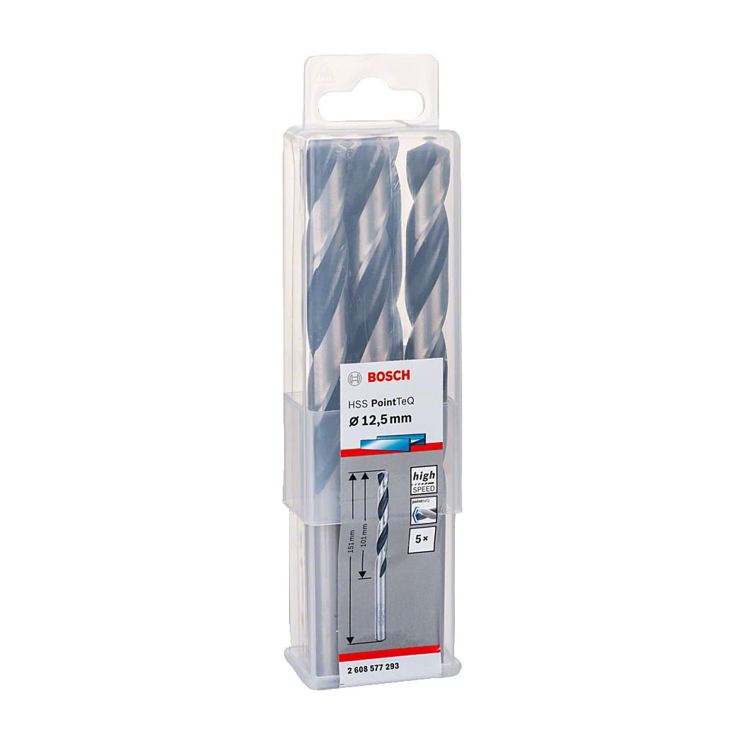 Bosch 12.50 mm HSS Metal Drill Bits PointTeQ Range (Pack of 5 Pcs), 2 608 577 293