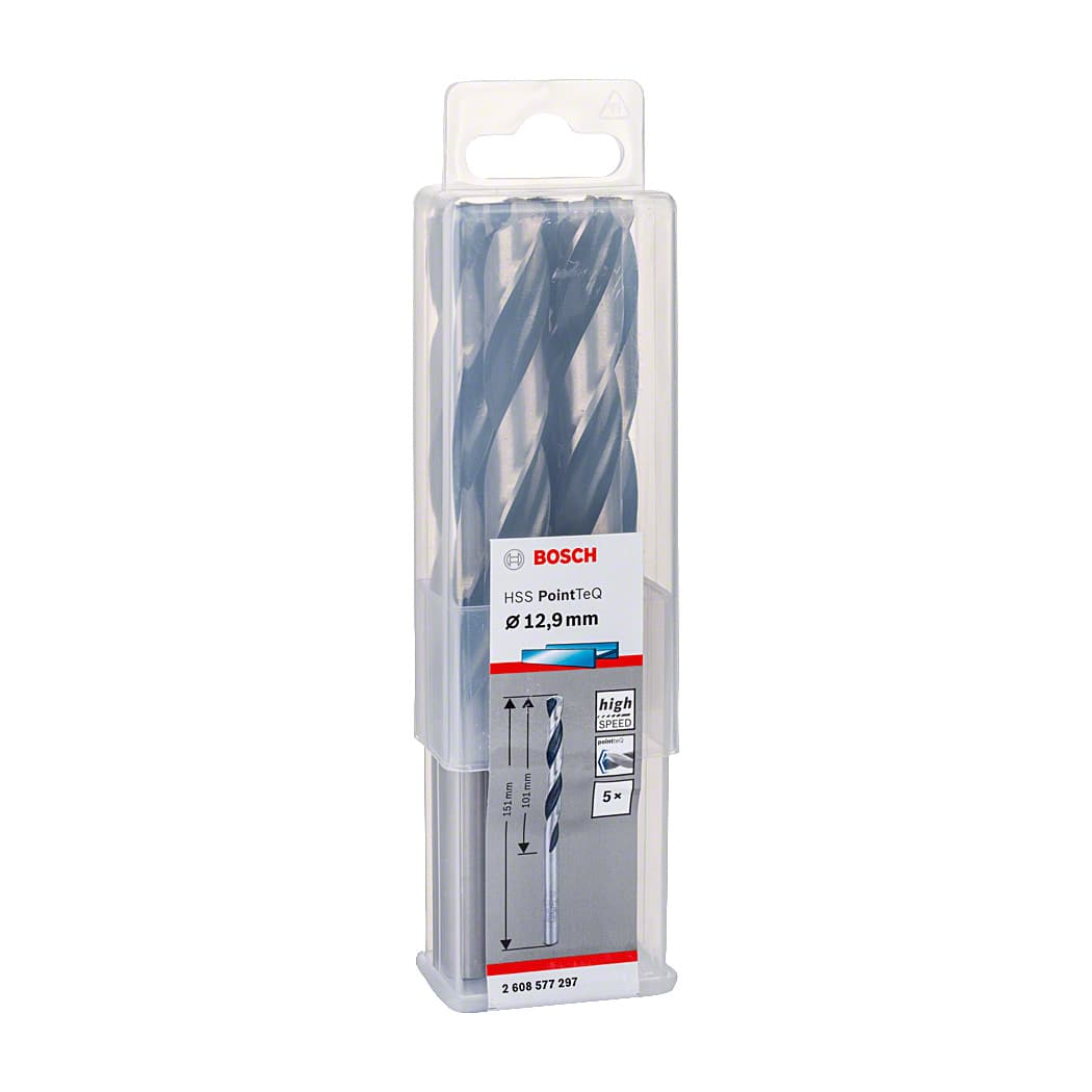 Bosch 12.90 mm HSS Metal Drill Bits PointTeQ Range (Pack of 5 Pcs), 2 608 577 297
