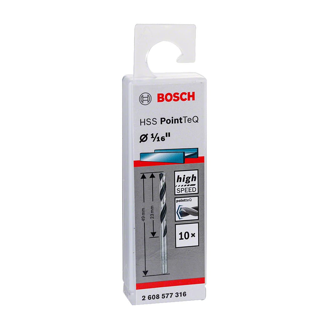 Bosch 1/16 Inch HSS Metal Drill Bits PointTeQ Range (Pack of 10 Pcs), 2 608 577 316 — view 2