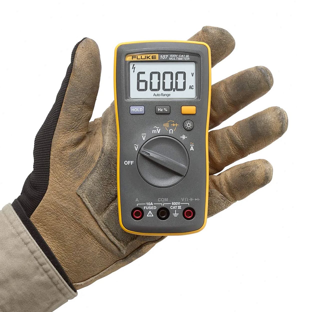 Fluke 107 6000 Counts / 600V CAT III Palm-Sized Digital Multimeter — view 3