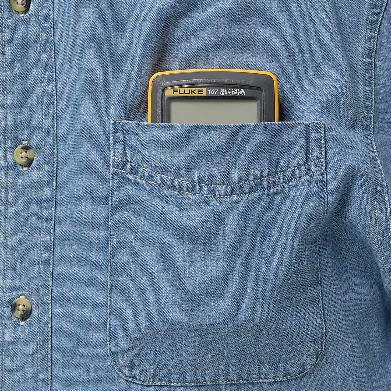 Fluke 107 6000 Counts / 600V CAT III Palm-Sized Digital Multimeter — view 4
