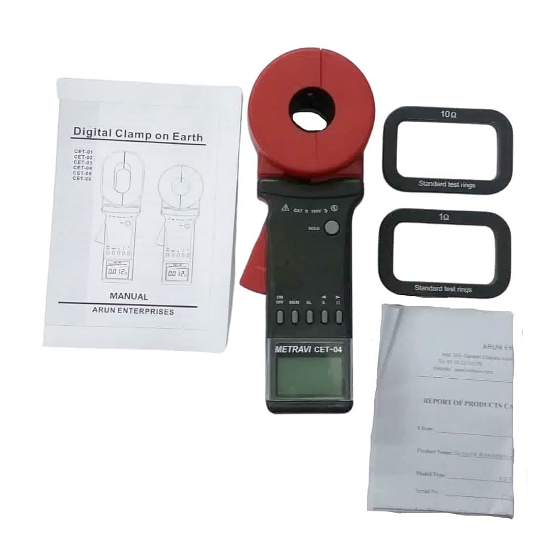 Metravi 4 Digits / 0.01Ohm - 1500Ohm Resistance Range Clamp On Ground Resistance Tester With Round Jaw, CET-04 — view 3