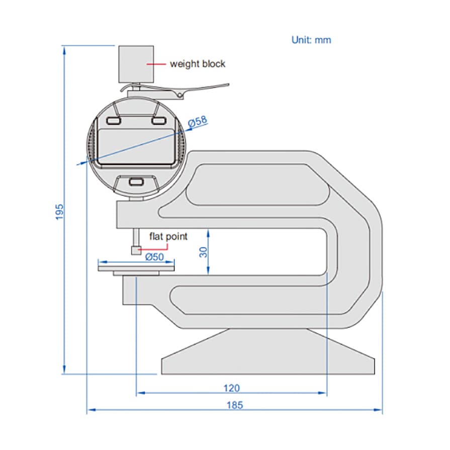 Insize 10 mm / 0.4 inch Digital Rubber Thickness Gauge, 2263-6B — view 2