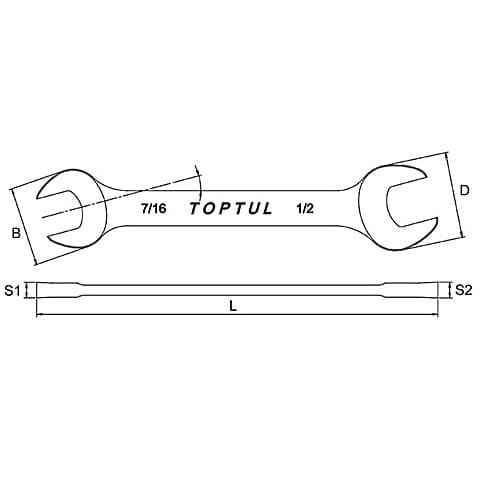 Toptul 1/4 x 5/16 Inch Double Open End Wrench (Mirror Polished), ACAJ0810 — view 2